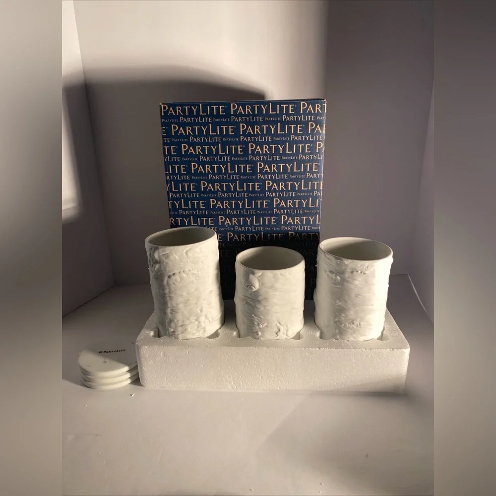 Partylite Candle Holder Faux White Birch Tealight Holder Trio P93093 - Picture 2 of 5
